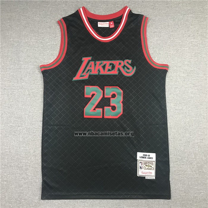 Camiseta Los Angeles Lakers Lebron James NO 23 Mitchell & Ness 2018-19 Negro